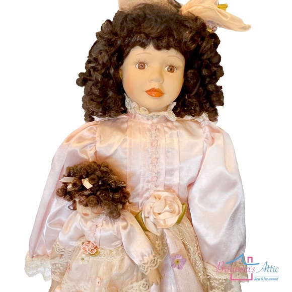 Vintyage Porcelain Doll with Baby Doll 31in - Picture 3 of 10